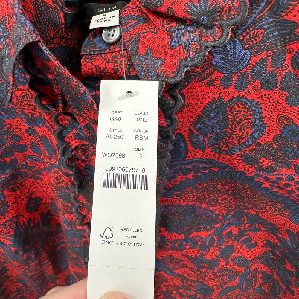 J.CREW NWT Scallop-ruffle perfect slim shirt in Ratti® poinsettia paisley // 2 - Picture 4 of 11